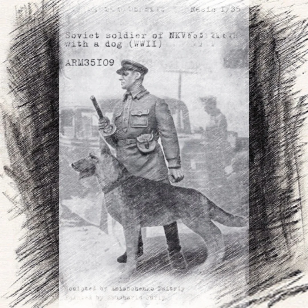 

1/35 Resin Soldier Unpainted Model Kit, Soviet Soldier with Dog, unassembled and unpainted GK,849R