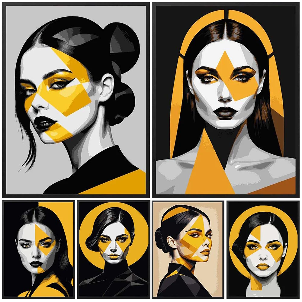 

Modern Woman Posters Abstract Girl Portrait Poster Wall Art Canvas Painting Home Decor Wall Pictures For Living Room Unframed