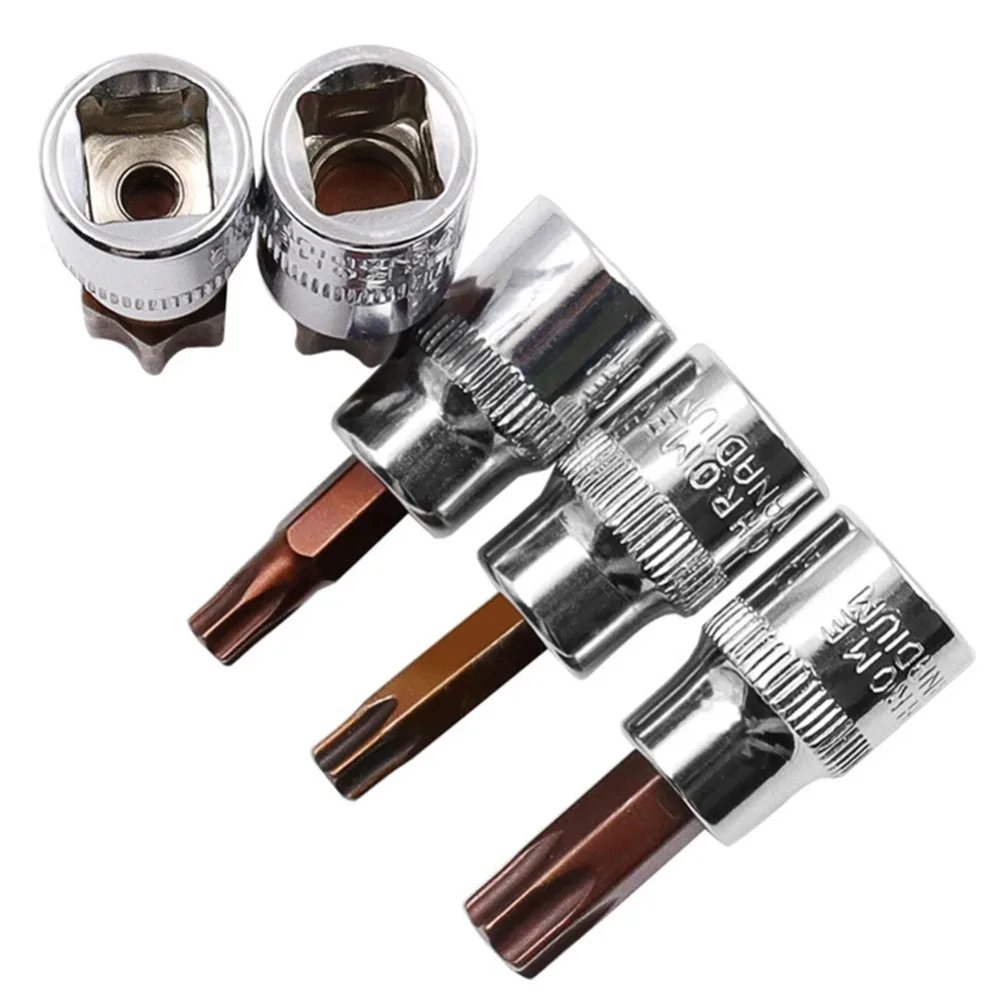 ชุดดอกไขควง Torx ขนาด 1/4 3/8 นิ้ว พร้อมหัวซ็อกเก็ต T10 T15 T20 T25 T27 T30 T40 T45 T50 T55 T60 และอะแดปเตอร์ประแจซ็อกเก็ต