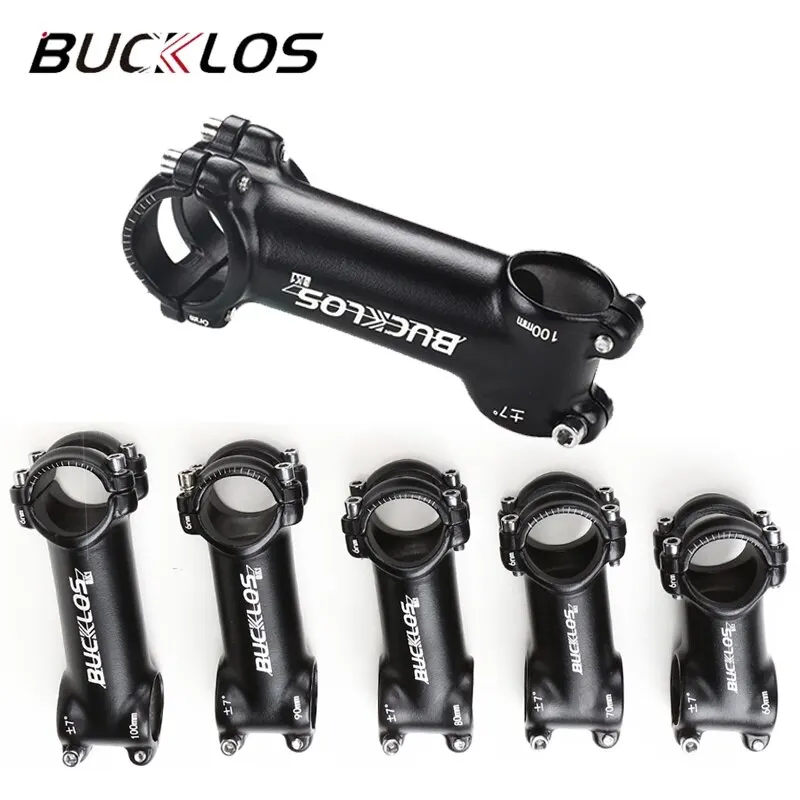 BUCKLOS 31.8mm Stem 7/17/22 Degree Mountain Bike Handlebar Stem 80/90/100mm Stems Aluminum Alloy MTB Stem Cycling Parts