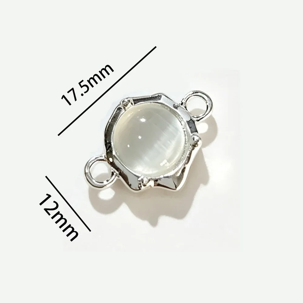 5Pcs 12x17.5mm Alloy Cat Eye Stone Halo Dyed Double Hanging Pendant Beads Connectors DIY Bracelet Necklace Jewelry Accessories - view 2