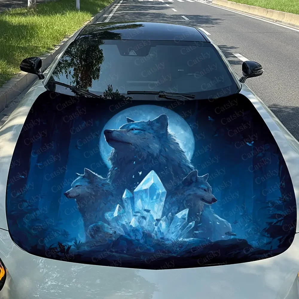 Wolf And Cub Car Hood Stickers, High-quality Vinyl Decals Suitable For Cars And Trucks, Fit Well, Weather Resistant, Easy To App