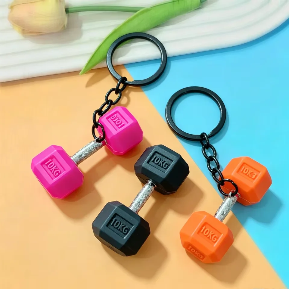 Mini Fitness Equipment Keychain Accessories Multiple Multi-color Mini Fitness Barbell Backpacks Keychain