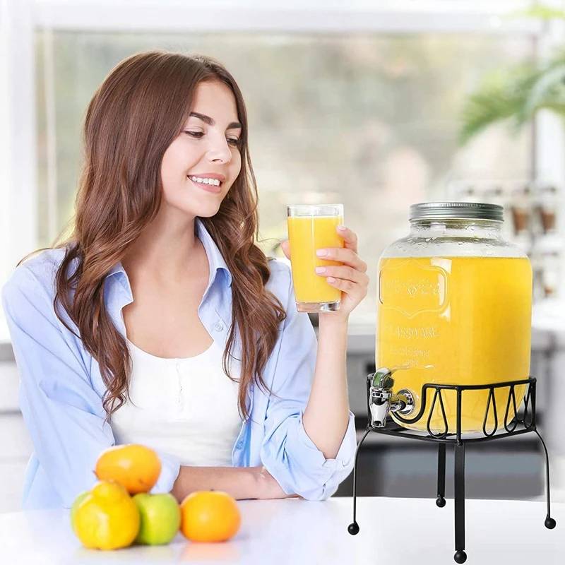 Metal Iron Drink Dispenser Stand Basket Juice Tea Bucket Holder Stand for Pub Bar Cafe Juice Tea Wine Beer S-A28R