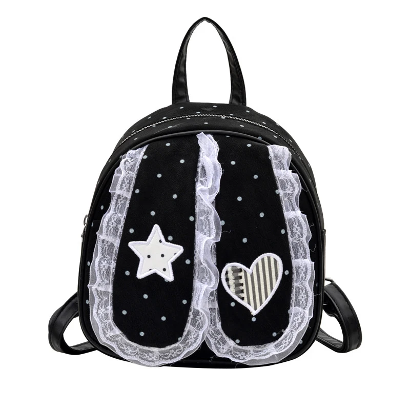 Cute Rabbit Ear Backpack Sweet Polka Dot Print Heart Embroidery Lace Trim Lolita Backpack Y2k Girls Exquisite Mini School Bag