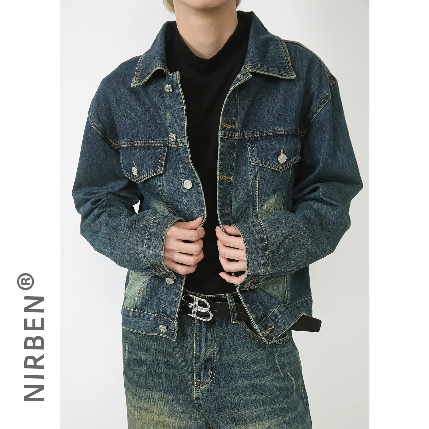 Denim Denim Jacket Men's High Street Casual Jacket Hong Kong Style Handsome Loose Tooling On Clothes