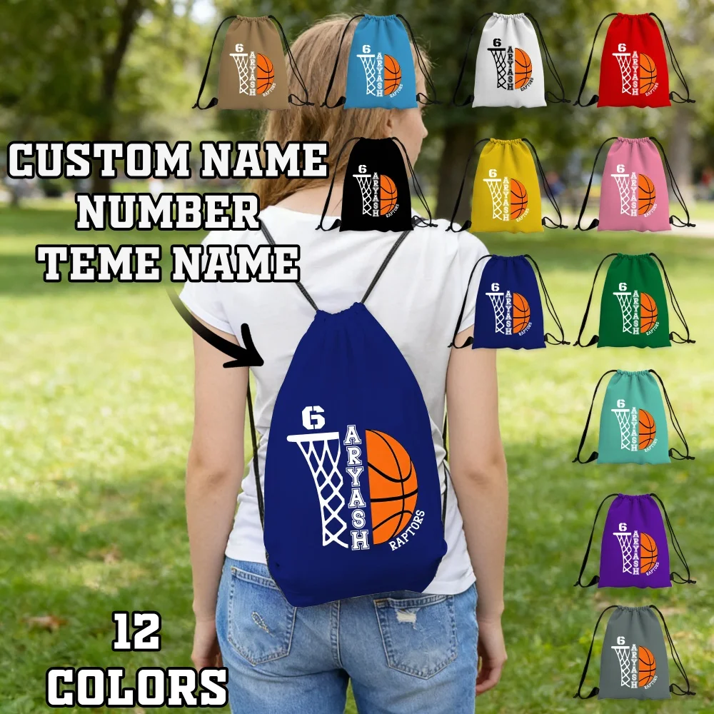 1pc Personalized Drawstring Bag - Custom Name/Number Drawstring Backpack for Basketball Practice, Travel & Sports Team Gear