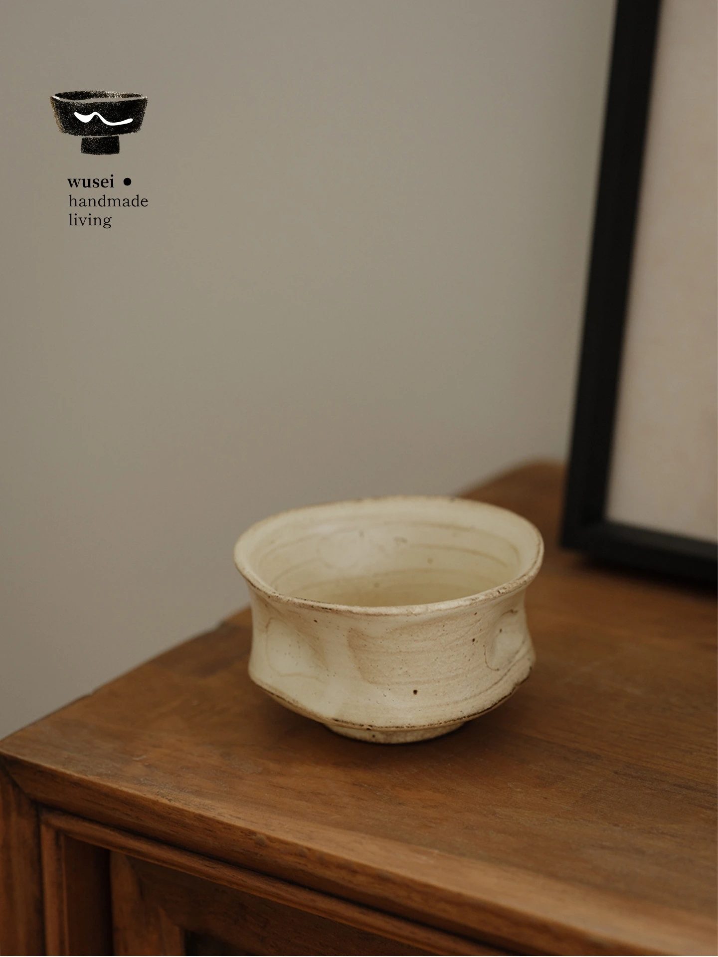 WUSEI Handmade Ceramic Tea Cup with Grooves Small Cup Vintage Rugged Glazed Tea Cup Minimalist Style Chinese Ceramics 5