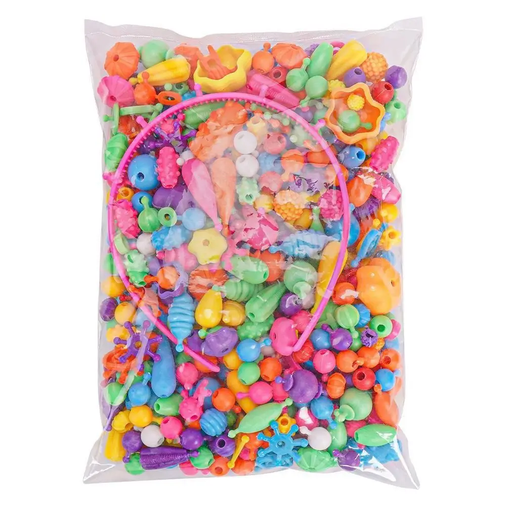 200 pezzi Kit gioielli fai da te Perline pop Perline a scatto Particelle grandi Bracciale principessa Kit per realizzare perline colorate senza fili Perline pop fai da te