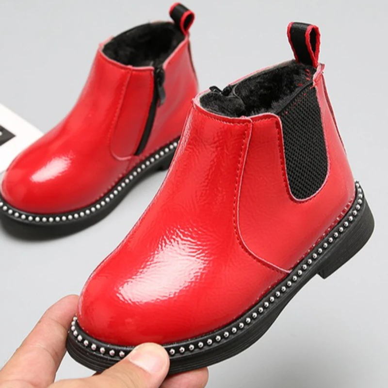 بوتاس موضة حجم كبير الاطفال الأحذية الجلدية 2025 الخريف جديد الفتيات حذاء من الجلد الراحة المضادة للانزلاق الطفل حذاء الثلوج Zapatos De Mujer #5