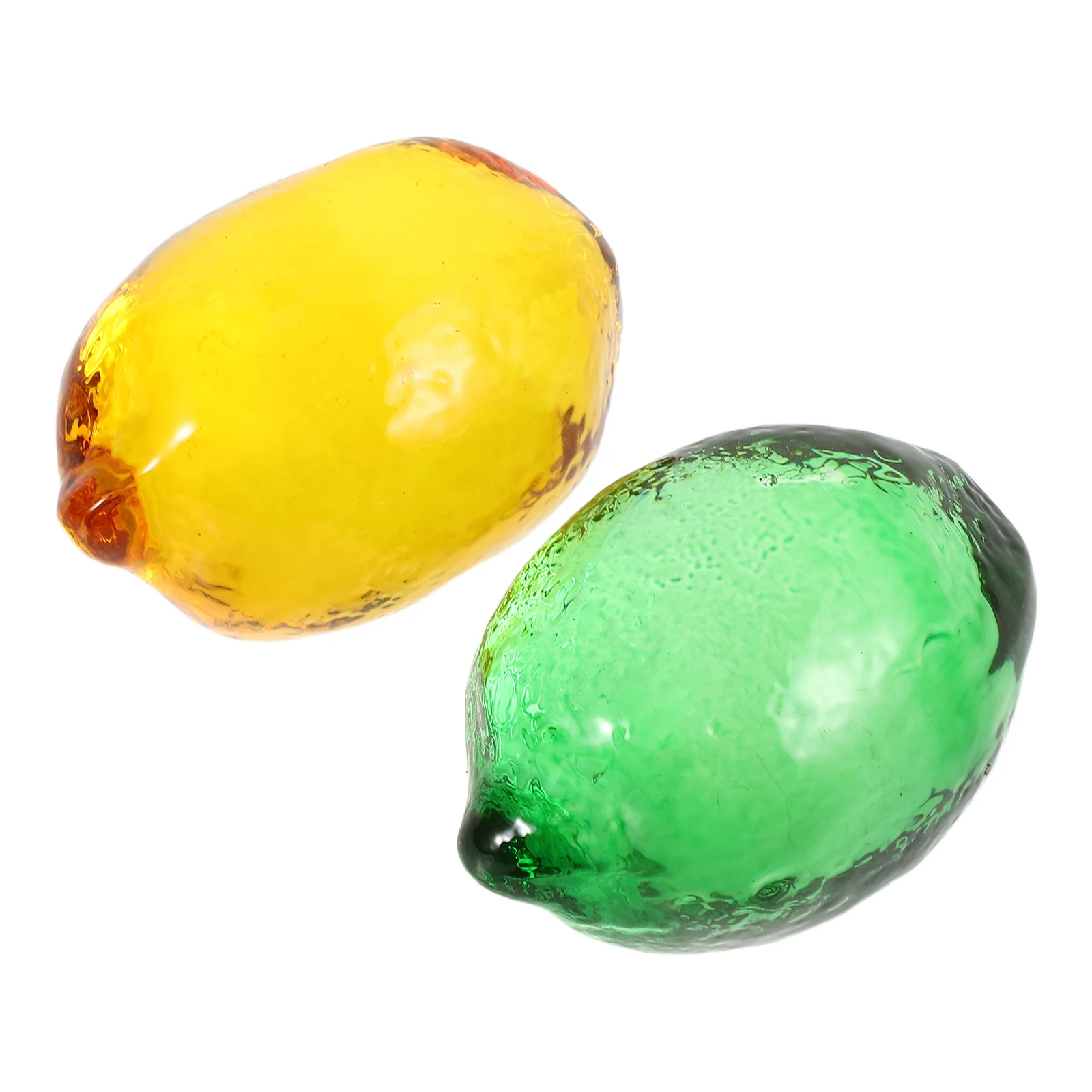 2Pcs Glass Lemon Statue Artificial Fruit Decor Kitchen Table Centerpiece Dining Room Home Office Decorative Lemon Ornaments - Image 2