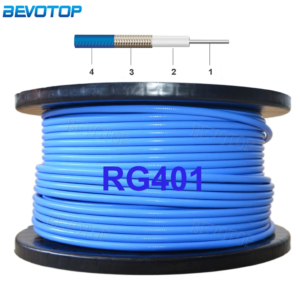Blue RG401 Cable Semi-Flexible 50 Ohm 50-5 High Frequency Test Cable RF Coaxial Cable Pigtail Jumper 4G 1M-50M or Customize