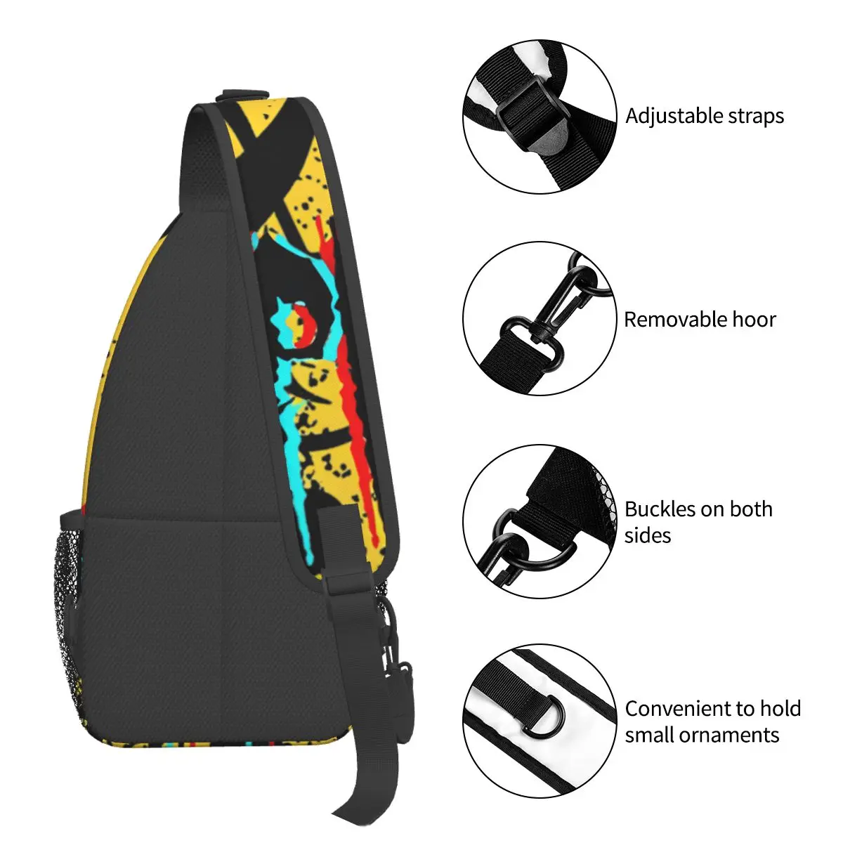 Heavy Metal Music Sling Bags Chest Crossbody Shoulder Backpack Outdoor Hiking Daypacks Zeppelinlz Pattern Pack