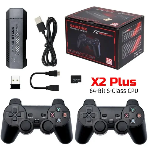 Imagen 1 del producto 4K HD X2 Plus Game Stick 2 4G consola de videojuegos Retro controlador inalámbrico TV 50 emulador PS1 N64 DC 256G juegos