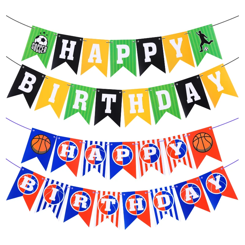 

1set Football Theme Party Banner Garlands Football Sports Theme Birthday Pull Flag Kids Boy Girl Soccer Birthday Party Supplies