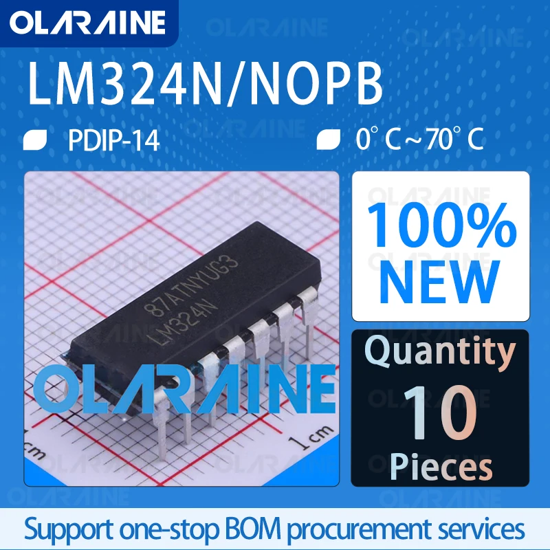 

10Pcs LM324N/NOPB PDIP-14 Operational Amplifiers - Op Amps IC chip circuit controller switch processor sensor Olaraine