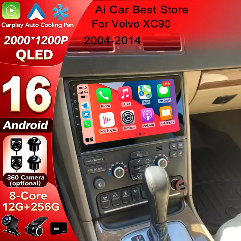 Android 16 For Volvo XC90 2004-2014 Car Radio Multimedia Video Player Navigation Stereo GPS Octa Core 2 Din 360 Camera WiFi 5G