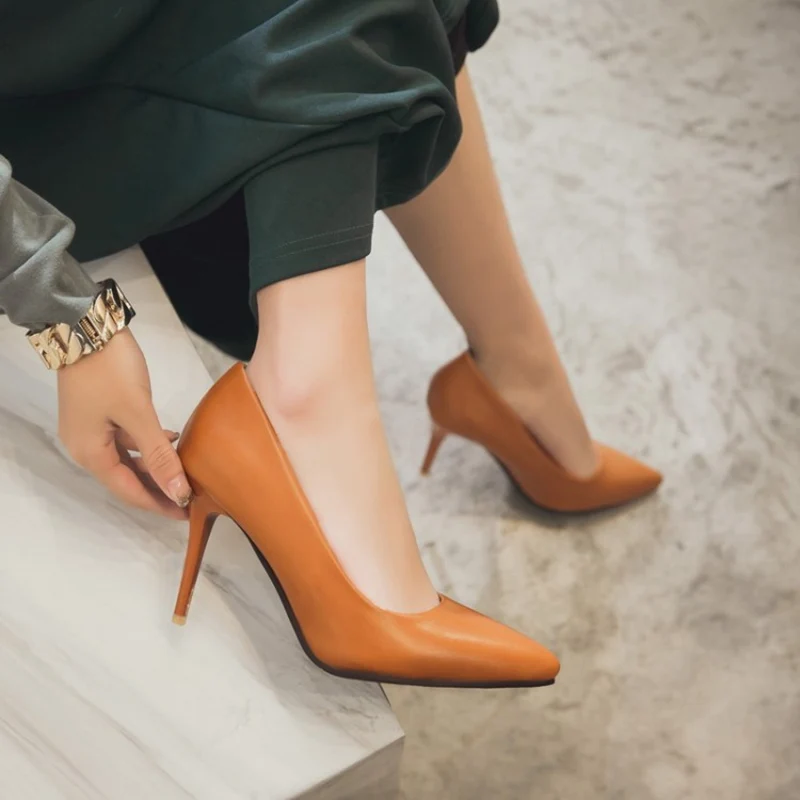 Fashion High Heels Women Pumps Shoes Elegant Pink Black Nude Thin Heeled Sexy Office Wedding Office Shoes Ladies Large Size 48