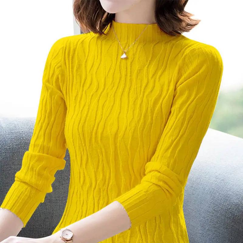 Fashion Turtleneck Knitted Solid Color All-match Sweater Women\'s Clothing 2022 Autumn New Casual Pullovers Loose Korean Tops