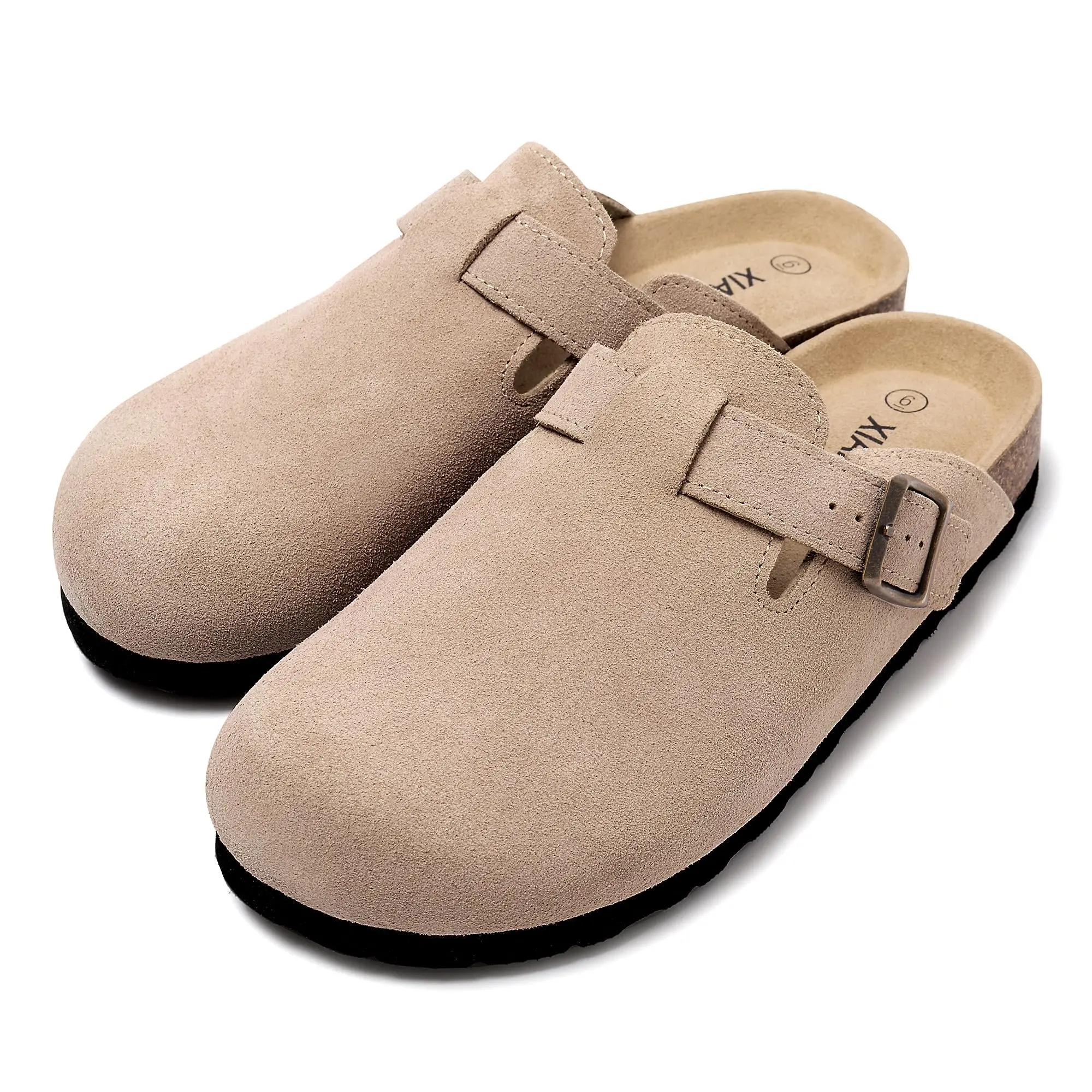 Fashion Brand Clogs for Women Suede Soft Leather Clogs Classic Cork Clog Antislip Slippers Waterproof Mules House Sandals Buckle