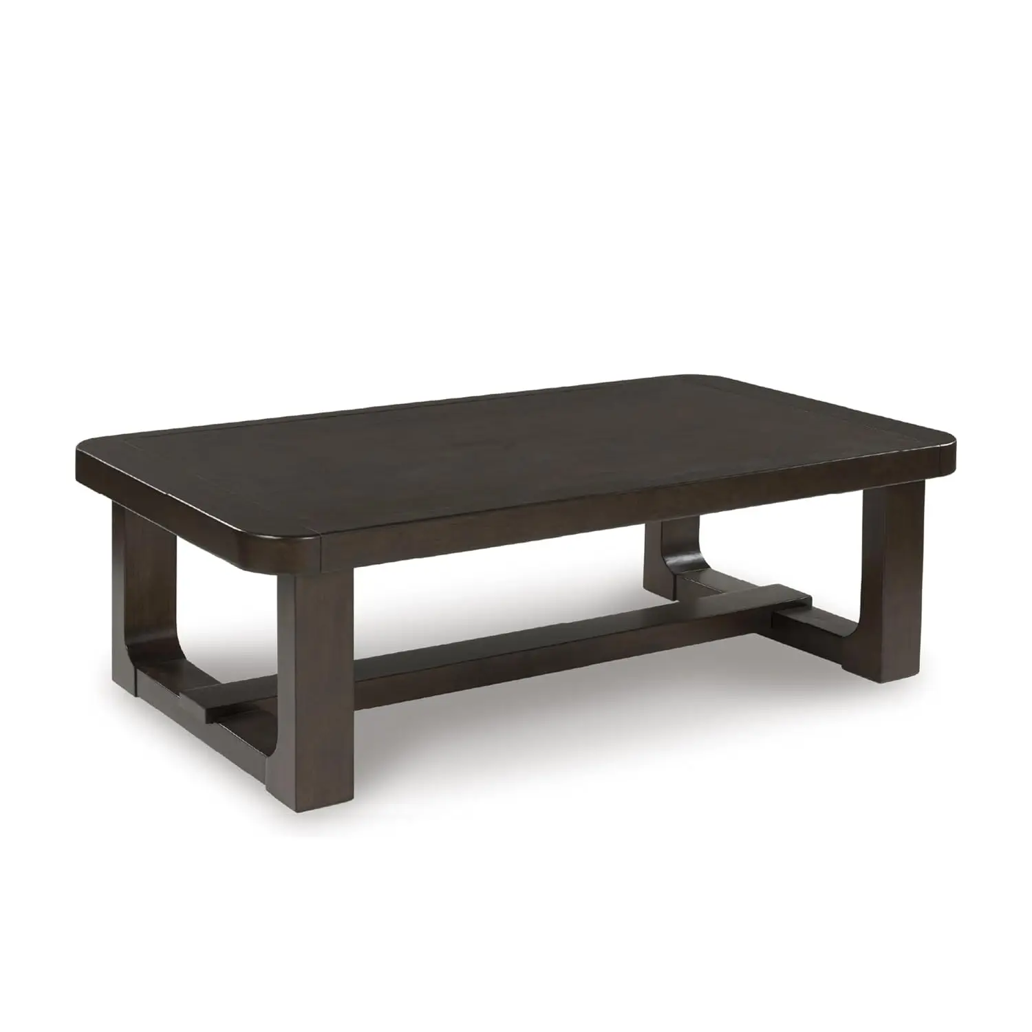 

Modern Coffee Table With Trestle Base, Dark Brown
