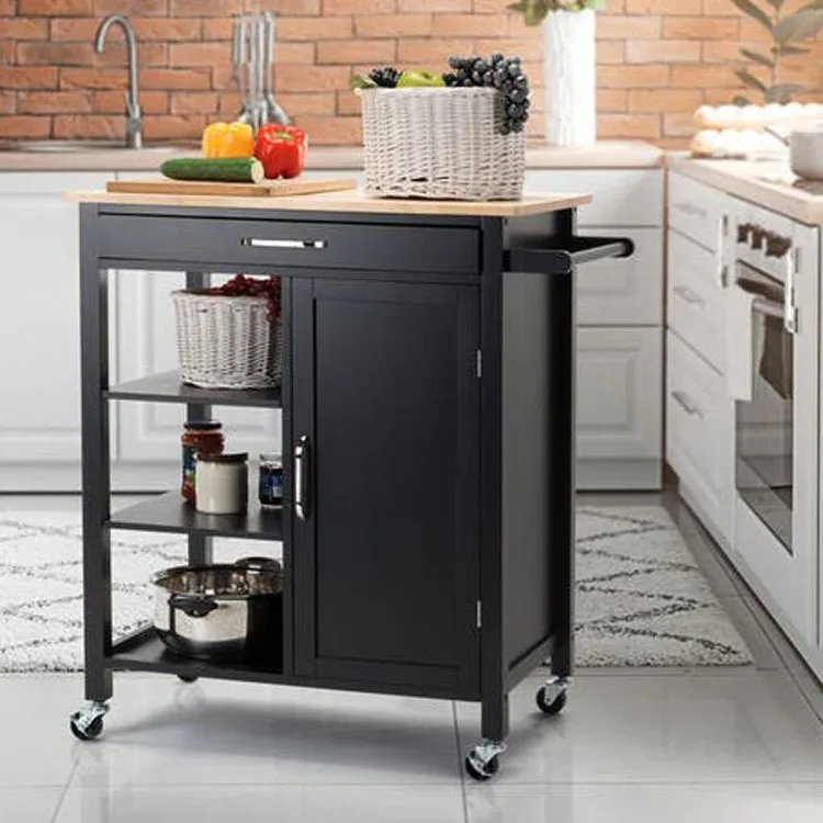 Storage rack Household solid wood push dining cart Multifunctional high-end mobile food delivery cart