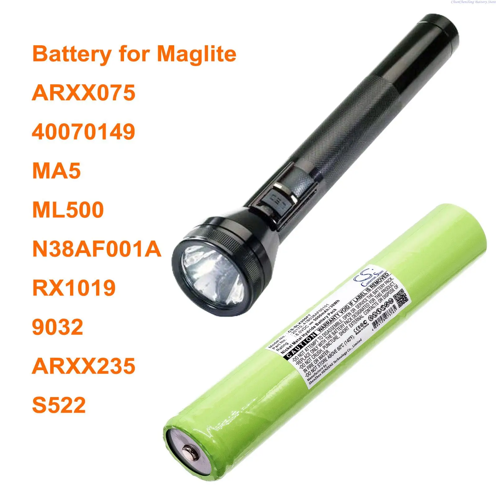 Cameron Sino 5000mAh Battery for MAGLITE 40070149, 9032, ARXX075, ARXX235, MA5, ML500, N38AF001A, RX1019, S522