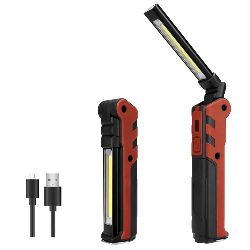 Dimbare Cob Led Werklamp Usb Oplaadbare Zaklamp Inspectie Lamp Met Magnetische & Haak Power Bank 2300Mah 18650 Batterij