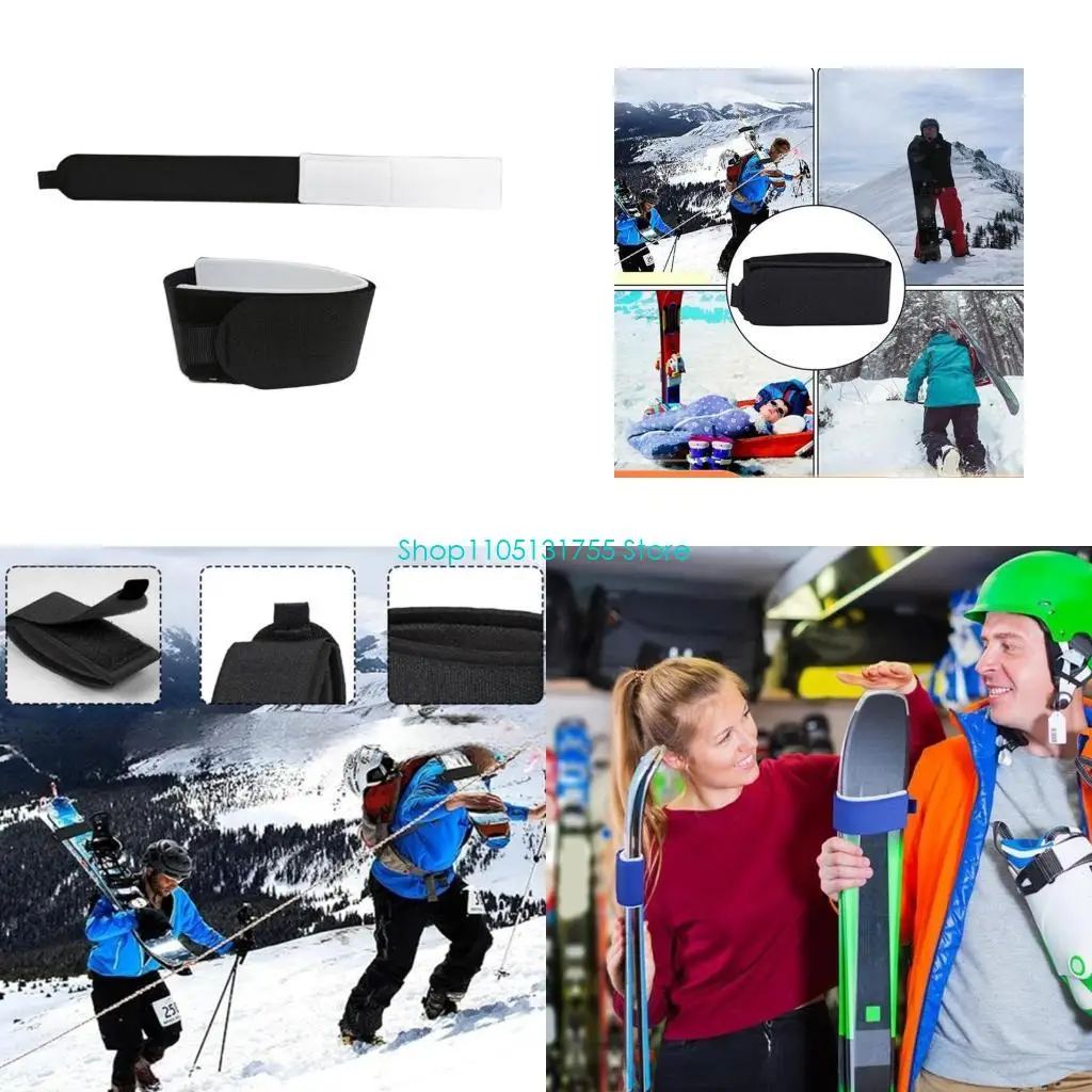 

2Pcs Ski Fastener Strap Ski Wrap Ties Ski Band Tape Winter Sports Accessories,with Protective Pad Easy to Use,New Year Gift