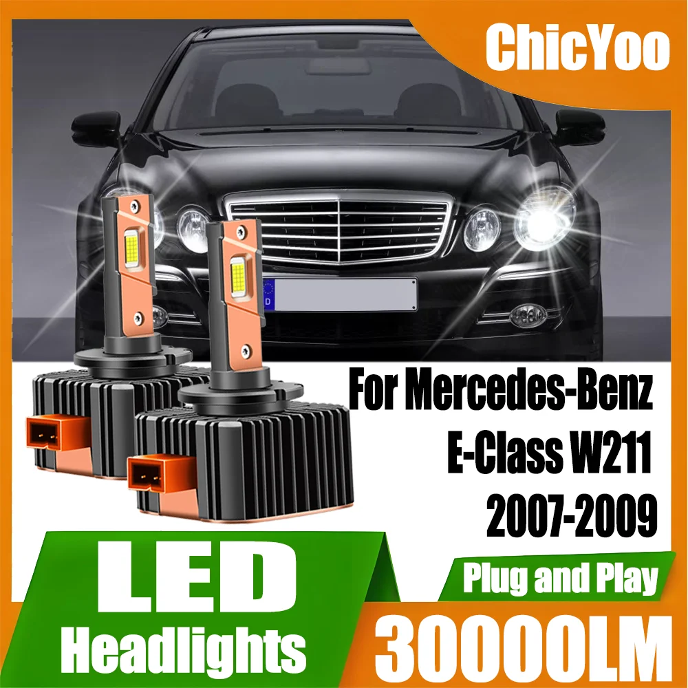 

2PCS Canbus No error 6000K White HID Xenon Lights LED Headlight 120W High Power For Mercedes-Benz E-Class W211 2007 2008 2009
