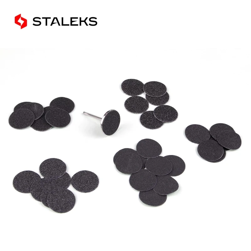 STALEKS Stainless Steel Sanding Paper Round Disc Round Metal Disk 15/20/25mm Nail Drill Bits Tool Foot Peg Foot File Polish Tool