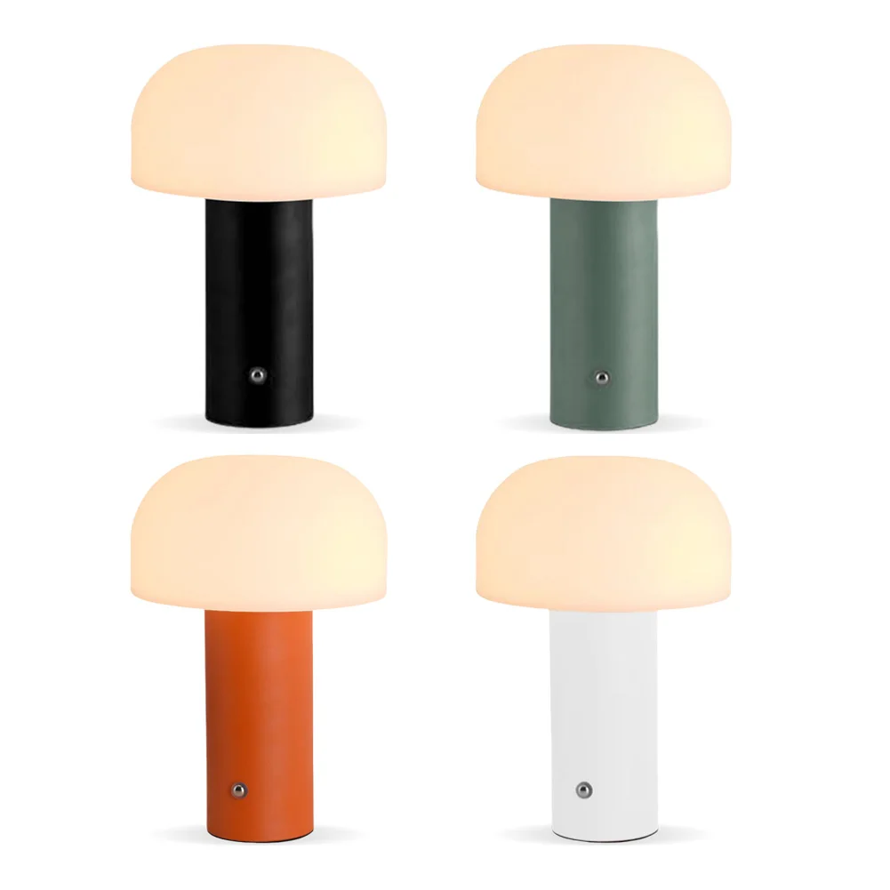 

LED Mushroom Table Lamp Bedside Night Light USB Rechargeable Touch Lamp 3 Color Stepless Dimmable for Indoor Bedroom Living R