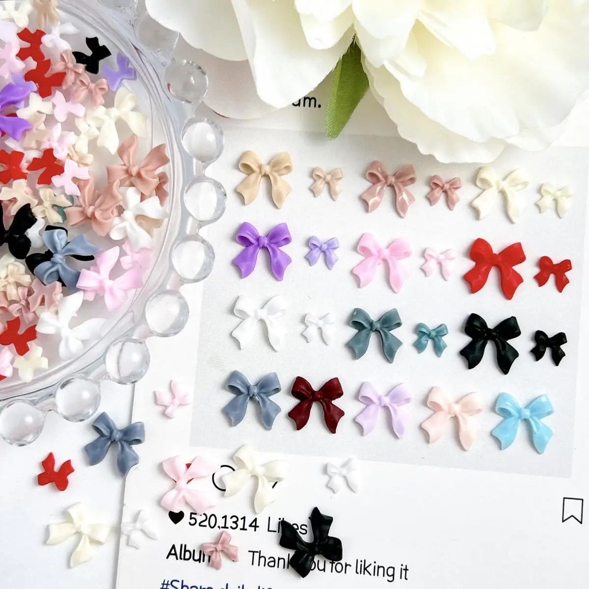 

Multiple Colors Resin Bows Nail Art Charms Minimalist Random Size Ribbon Bowknots Nail Decorations for DIY Manicure Supplies