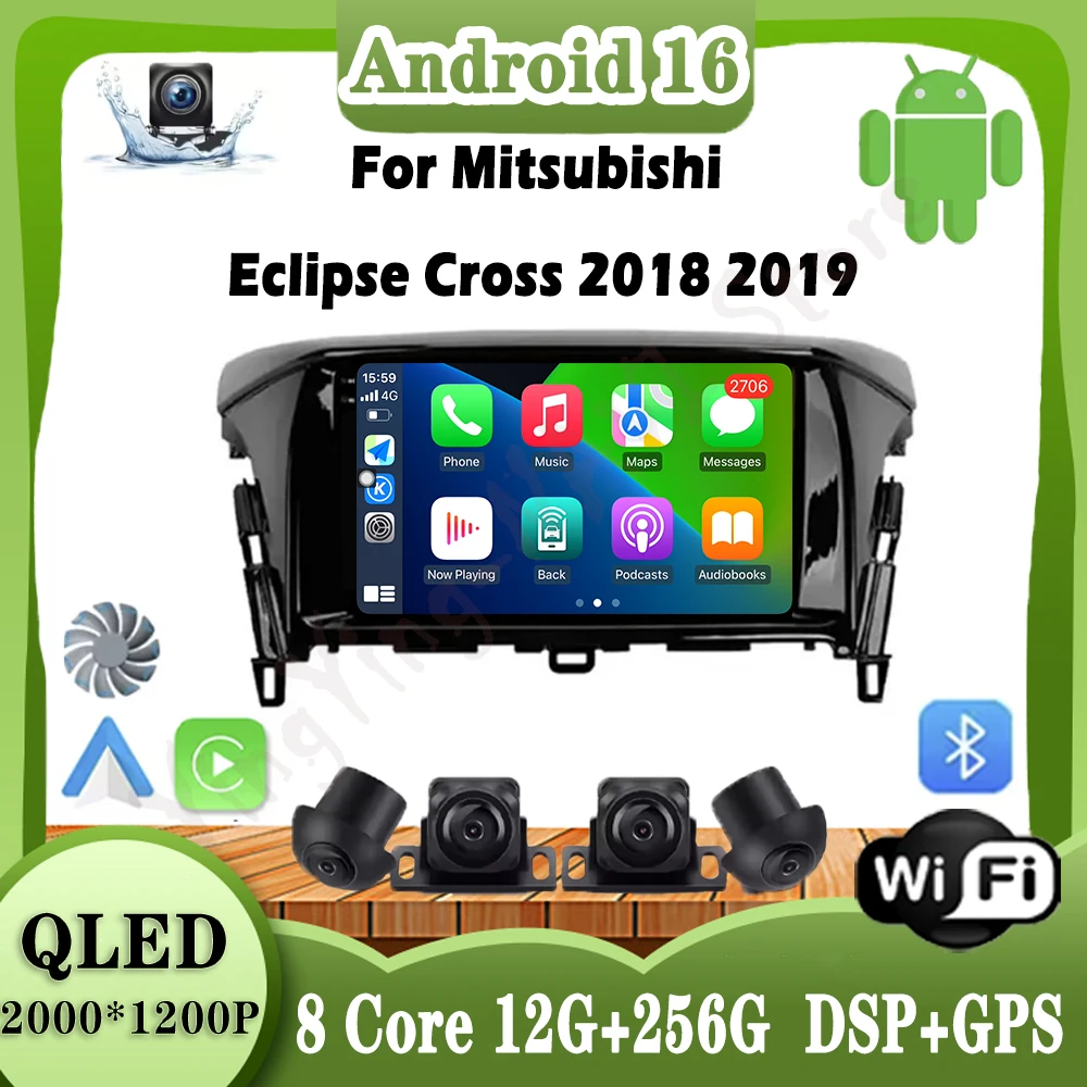 

Andorid 16 для Mitsubishi Eclipse Cross 2018 2019 4G автомобильный радиоприемник стерео мультимедийный видеоплеер навигация GPS QLED экран
