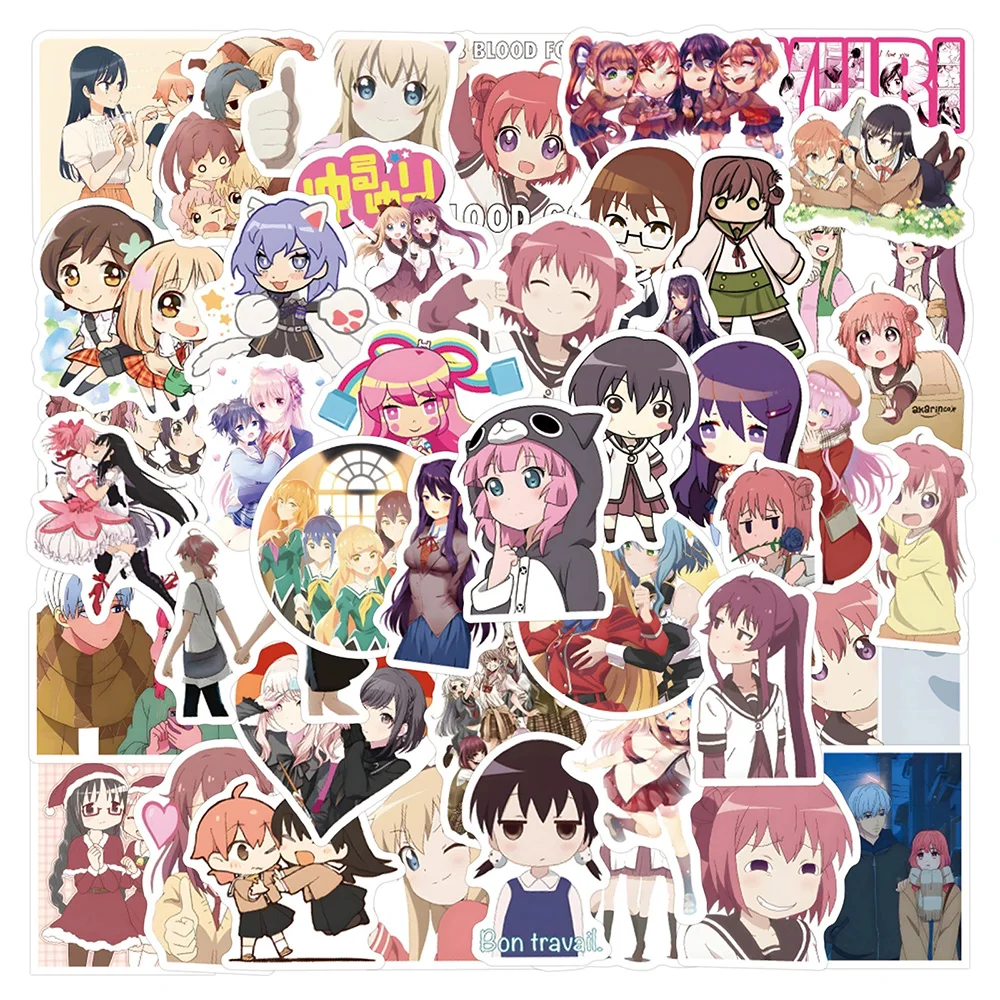 10/30/55 szt. Kawaii Anime Gra Dziewczyna Yuri Naklejki dla Dzieci Śliczne Naklejki z Postaciami z Kreskówek DIY Notatnik Telefon Laptop Naklejki PVC Zabawka