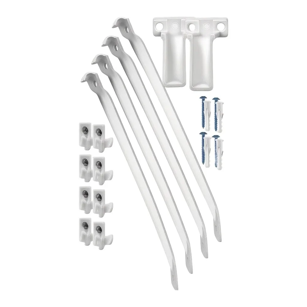 Wall Mounted Plastic End Support Bracket for Closet Wardrobe Curtain Rod 17 Inch White for Compatible with 3 4 6 Piece Sets