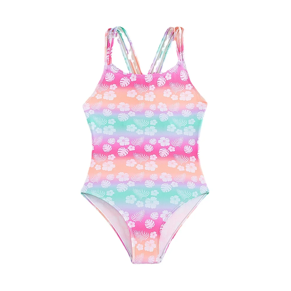 New Girls Bikinis One Piece Swimsuits Baby Triangle Swimwear Children Bathing Suit Kids Monokini Floral Summer Beach Wear