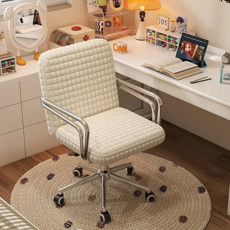 Comfortable computer chair Home office Learning chair Comfortable fluff backrest seat Sedentary e-sports chair Makeup chair