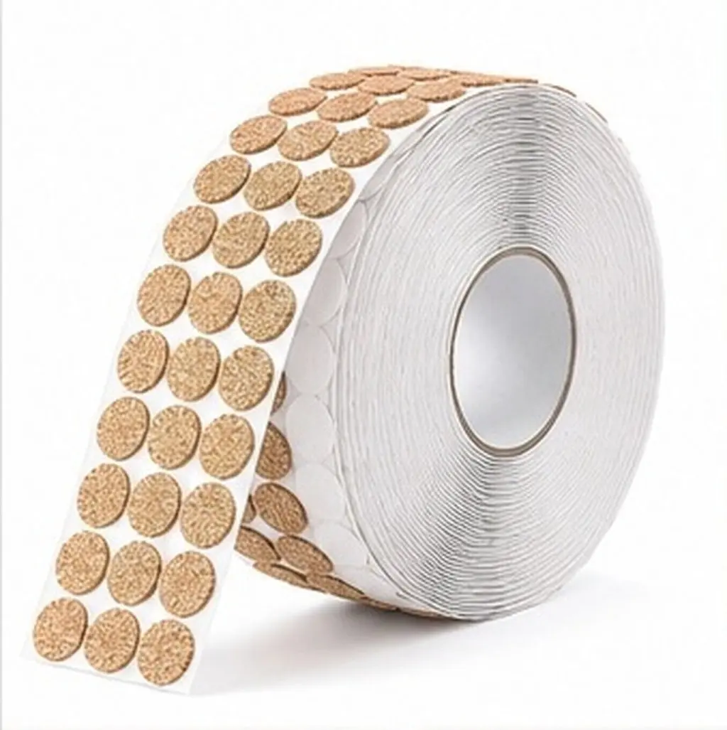 Self-Adhesive Cork Pads Roll – Round Furniture Bumpers, Noise Dampeners & Scratch Protectors for Cabinets, Coasters