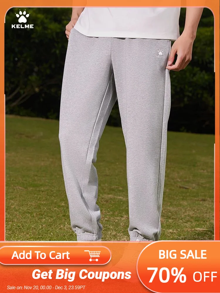 

Kelme Men's Sports Trousers Outdoor Running Pants With Cuffs Student Uniform Loose Football Straight Sweatpants