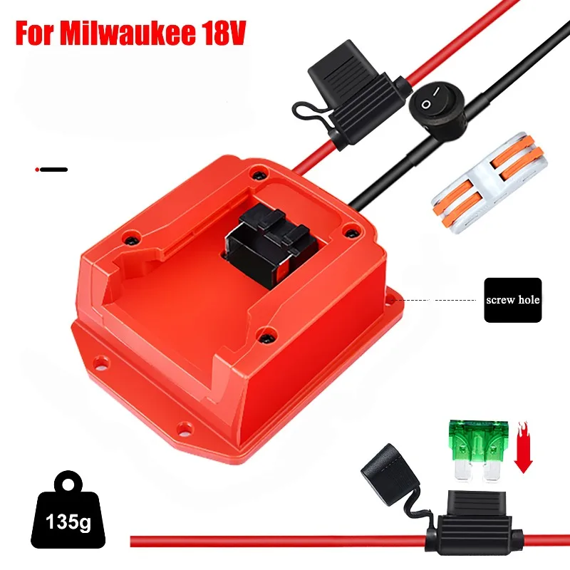 

14 AWG Power Wheel Tool Adapter for Milwaukee 18V M18 Lithium Batteries Portable Power Wheel Adapter for Remote Controlled Toys