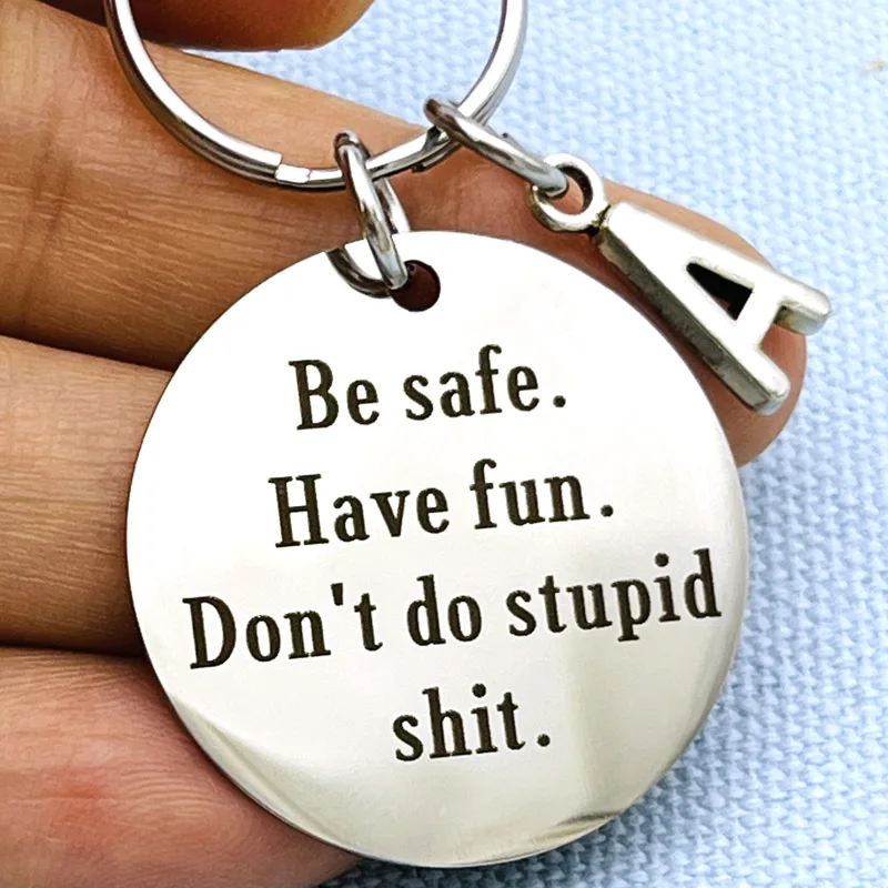 Don't Do Stupid Shit Funny Keychain Hand Stamped Key Chain for Teens Birthday Going To College Gift From Parents