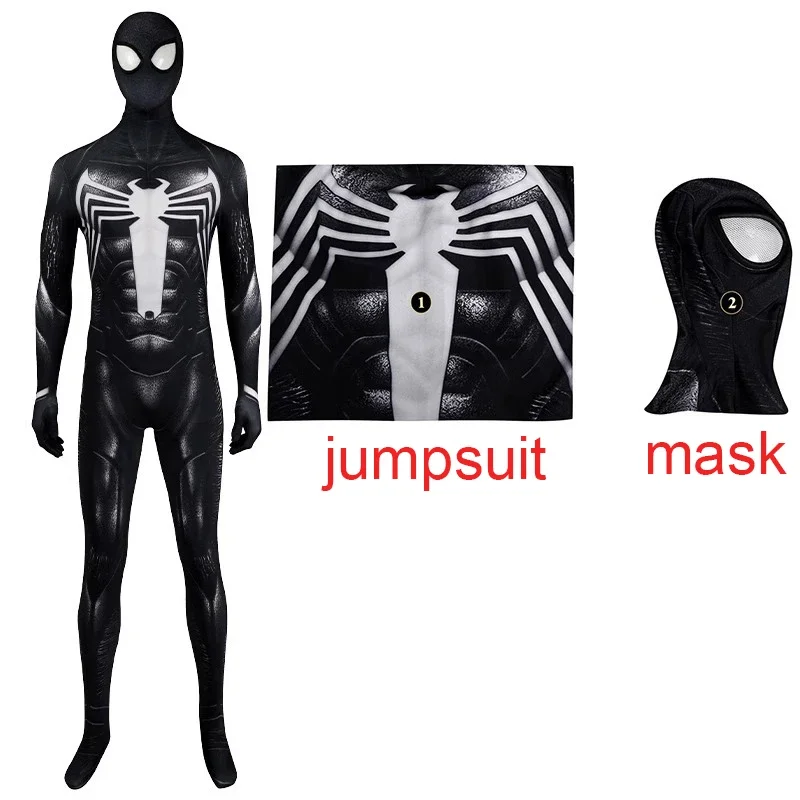 Venom Symbiont Spiderman Cosplay Jumpsuit Mask Cosplay Costume Zentai Suit Venom Halloween Outfit Party Bodysuit@0Z*