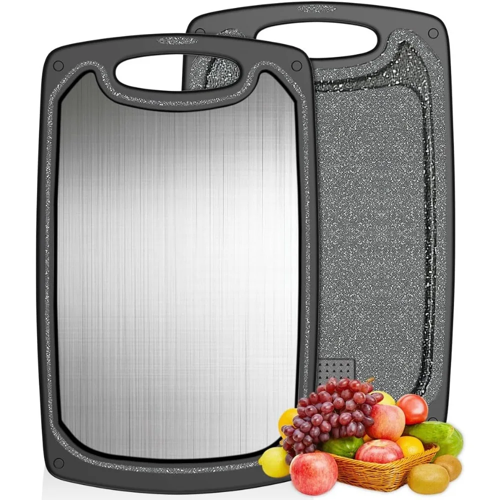 

Metal Cutting Boards for kitchen, Stainless Steel Cutting Board, Dishwasher Safe, Juice Groove, Easy Grip Handle, Non-Slip Steel