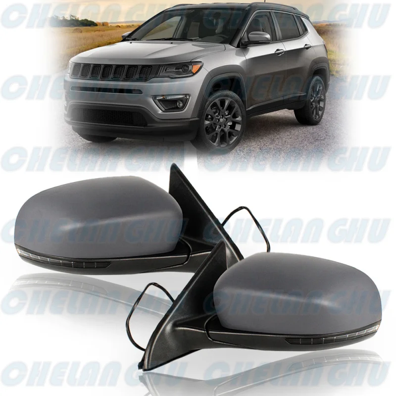 For Jeep Compass 2017 2018 2019 2020 2021 US Version 1 Pair 9 Pins Paintable Power Adjust Blind Spot Power Fold Mirror Assembly