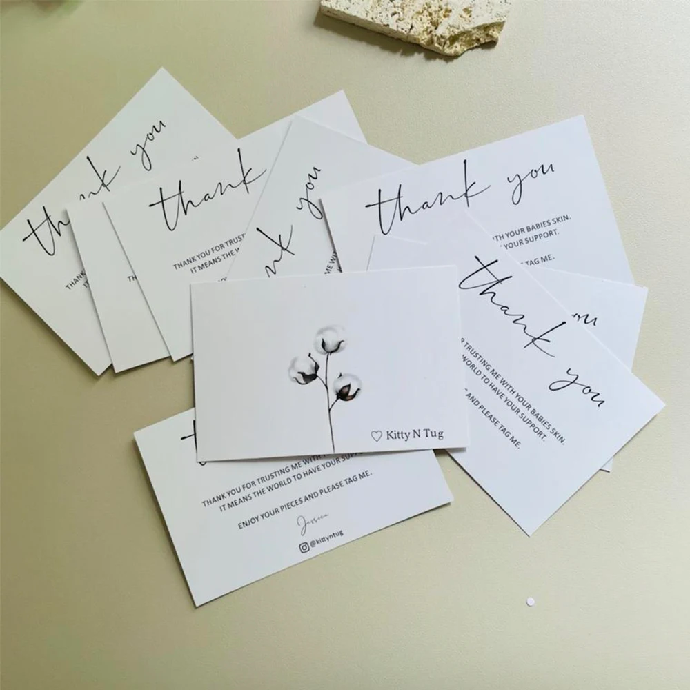 CUSTOM ขอบคุณการ์ดโลโก้ปรับแต่งชื่อการ์ดอวยพร 300gsm กระดาษส่วนบุคคลงานแต่งงานของขวัญเชิญโปสการ์ด