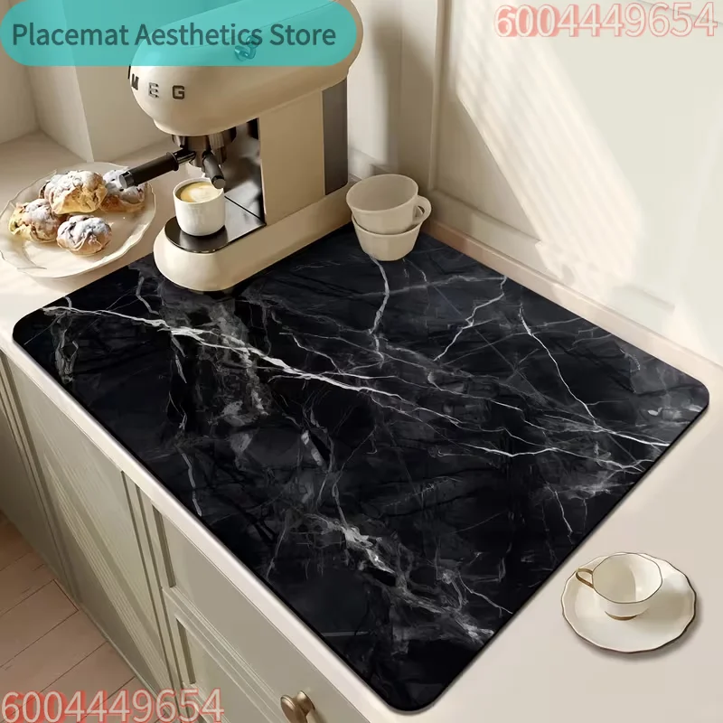 Marble Patterned Water Absorbing and Anti Slip Pad Bathroom Coffee Countertop Protection Pad Kitchen Countertop Pad Fashionable