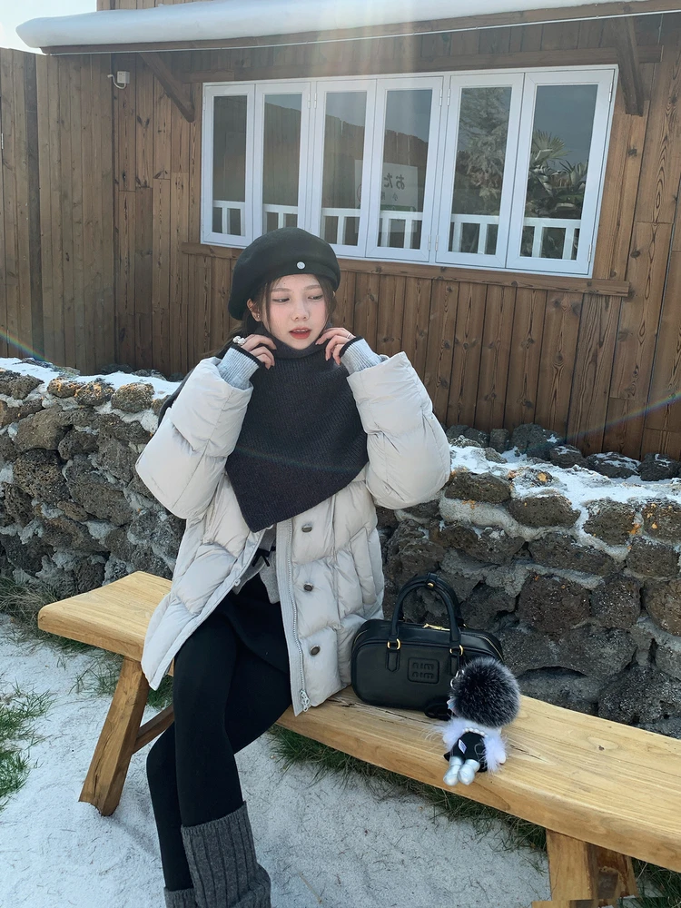 

Женская мягкая пуховая куртка-пуховик: теплая, повседневная, с длинными рукавами, круглым вырезом, легкая, пушистая, зимняя верхняя одежда