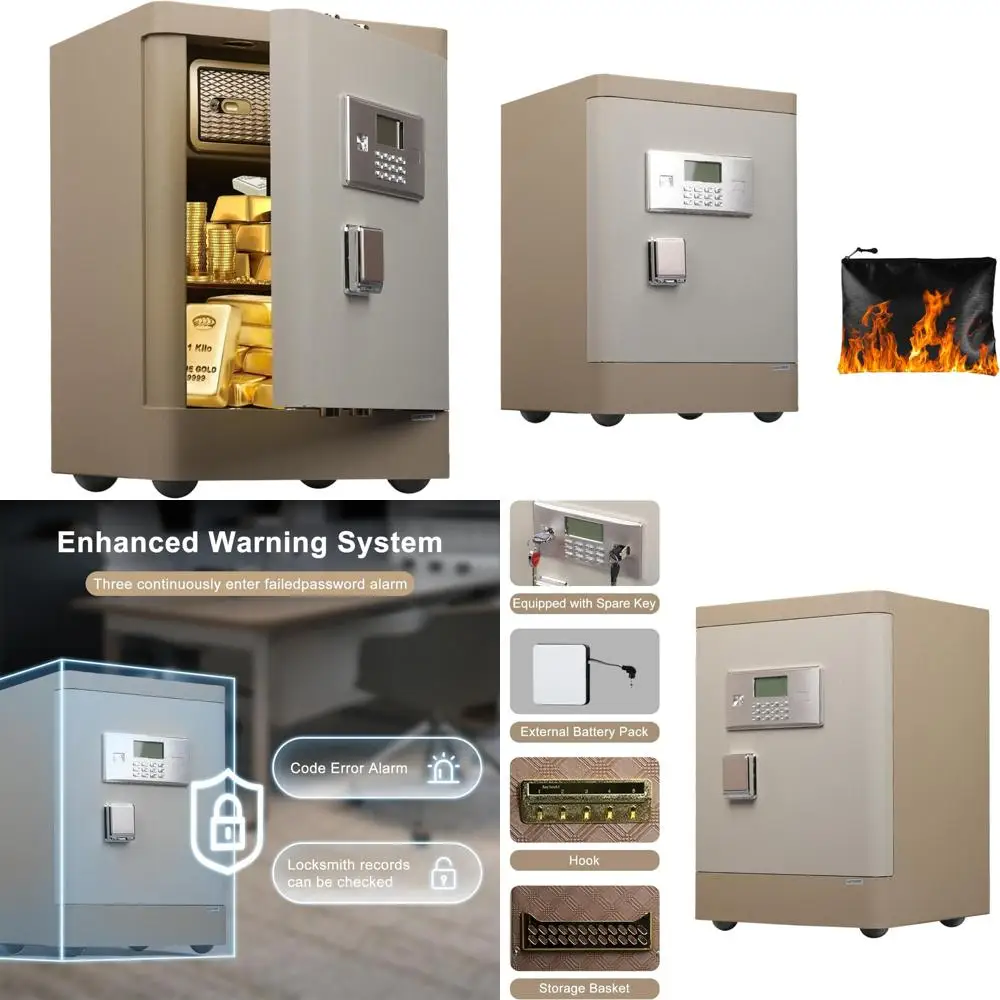 

Большой домашний сейф с кубической ножкой 3,38 с противопожарной и водонепроницаемостью, цифровым замком, сверхмощной конструкцией и колесами для м.