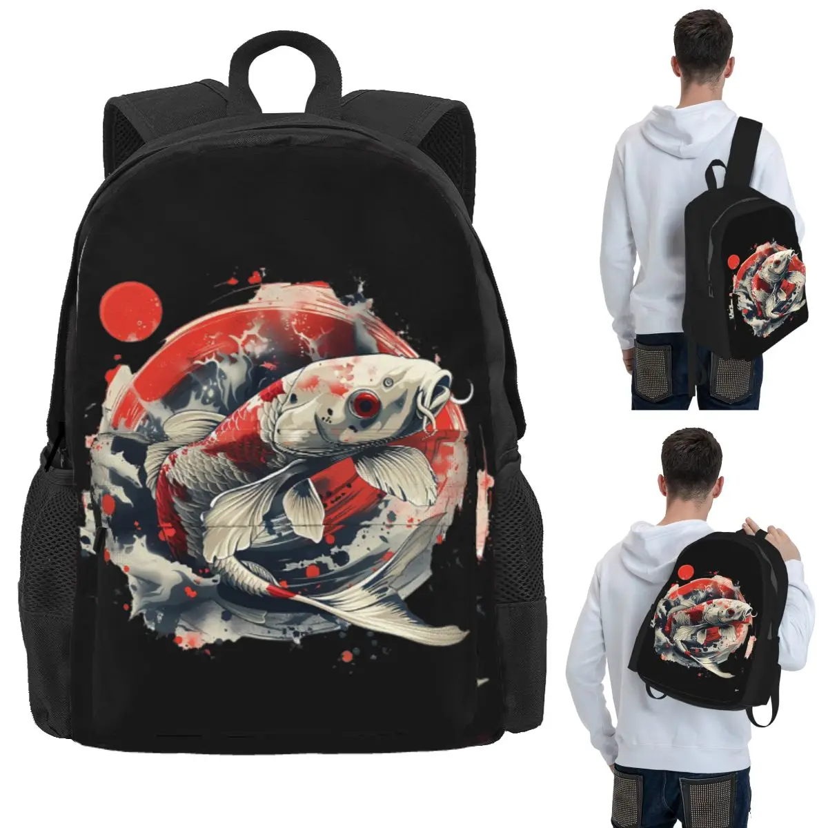 

Koi Rising Student Backpack School Bag Hiking Travel Daypack for Boys Girls Bookbag Shoulder Bags